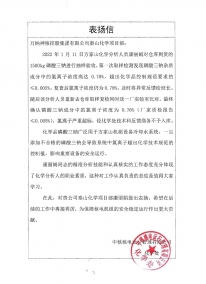 秦山化学项目：2022.1.29秦山化学处关于康丽娟个人表扬信（分析四科）